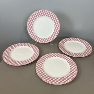 Lenox Totally Tikaa Pink Gingham Dinner Plates Set of 4